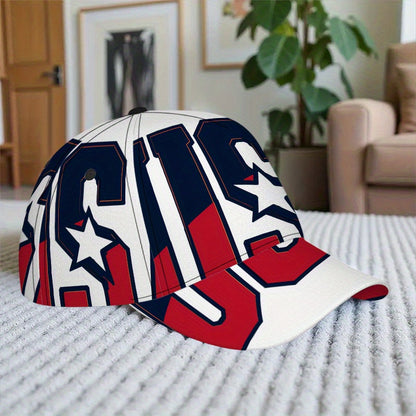 1pc Patriotic USA Baseball Cap - Red, White & Blue Star Graphic Hat, Lightweight Adjustable Snapback Closure for Sports, Gym, Fourth of July, Halloween - Men's Casual Athletic Hat, 2D Flat