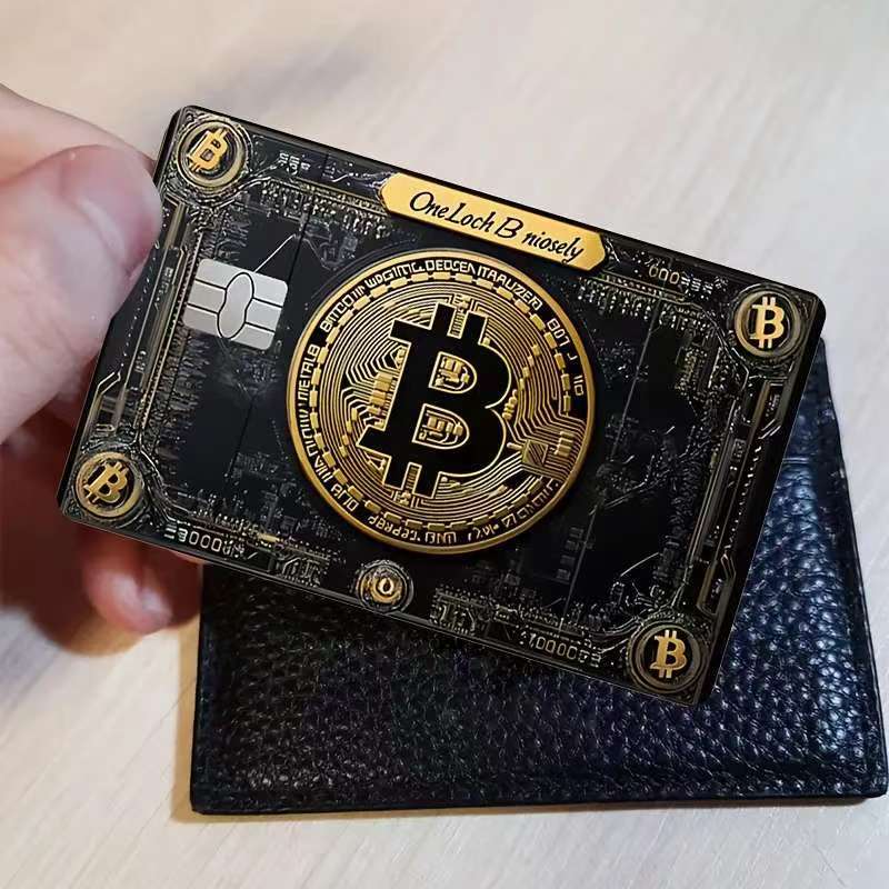 5pcs Set 2025 New Bitcoin Credit Card Skins - Holographic Gloss PVC/Scratch-Resistant Stickers with Bitcoin Logo & Emblem, Permanent Adhesive Removal (No Residue) for Crypto Cards, Collectible for DFeva Enthusiasts