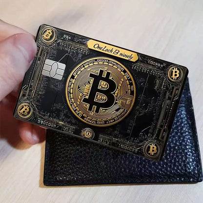 5pcs Set 2025 New Bitcoin Credit Card Skins - Holographic Gloss PVC/Scratch-Resistant Stickers with Bitcoin Logo & Emblem, Permanent Adhesive Removal (No Residue) for Crypto Cards, Collectible for DFeva Enthusiasts