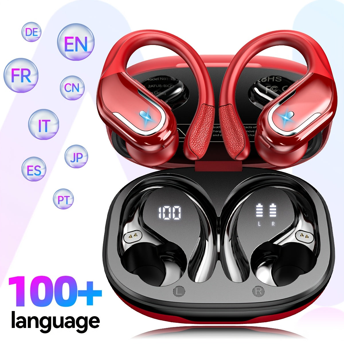 LIFEBEE Real-Time Translation Earbuds with APP, Wireless Wireless Translator Headset, Compatible with iOS & Android, USB-C Charging, Portable Wireless Earbuds for Travel, Business, Gym, Meetings - Ideal Gift for Professionals