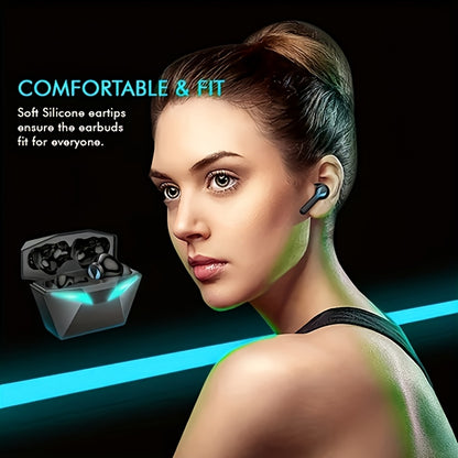 [40H Wireless Gaming Earbuds] Wireless Bluetooth Gaming Earbuds | Blue Light, 3D Surround Sound, 40H Battery, Touch Control | Perfect for Streamers & Gamers