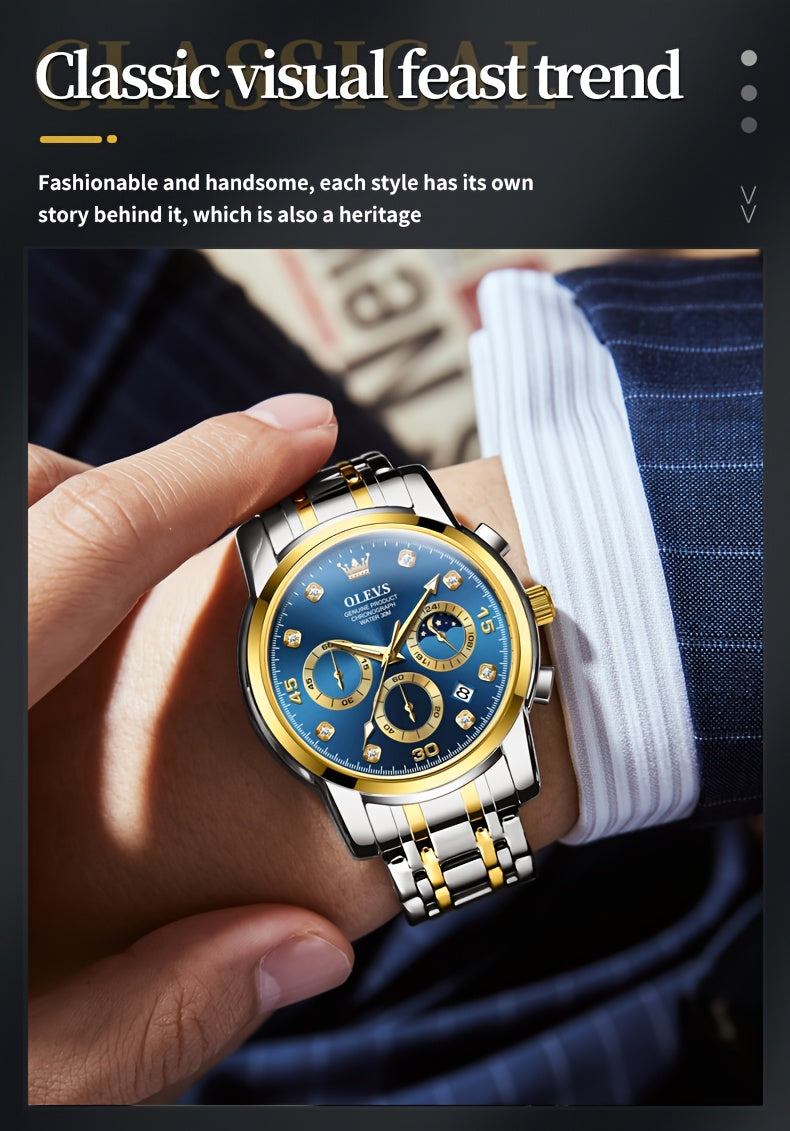 OLEVS Stainless Steel Luminous Business Quartz Watches For Men Luxury Top Brand Fashion Original Men'S Wrist Watches Classic New Trend High Quality Best Selling Men'S Watches