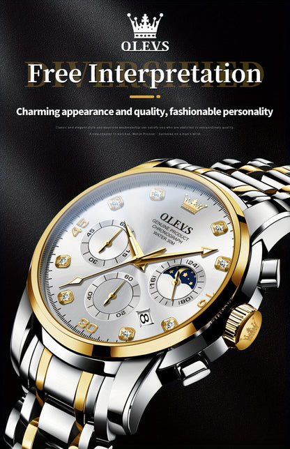 OLEVS Stainless Steel Luminous Business Quartz Watches For Men Luxury Top Brand Fashion Original Men'S Wrist Watches Classic New Trend High Quality Best Selling Men'S Watches
