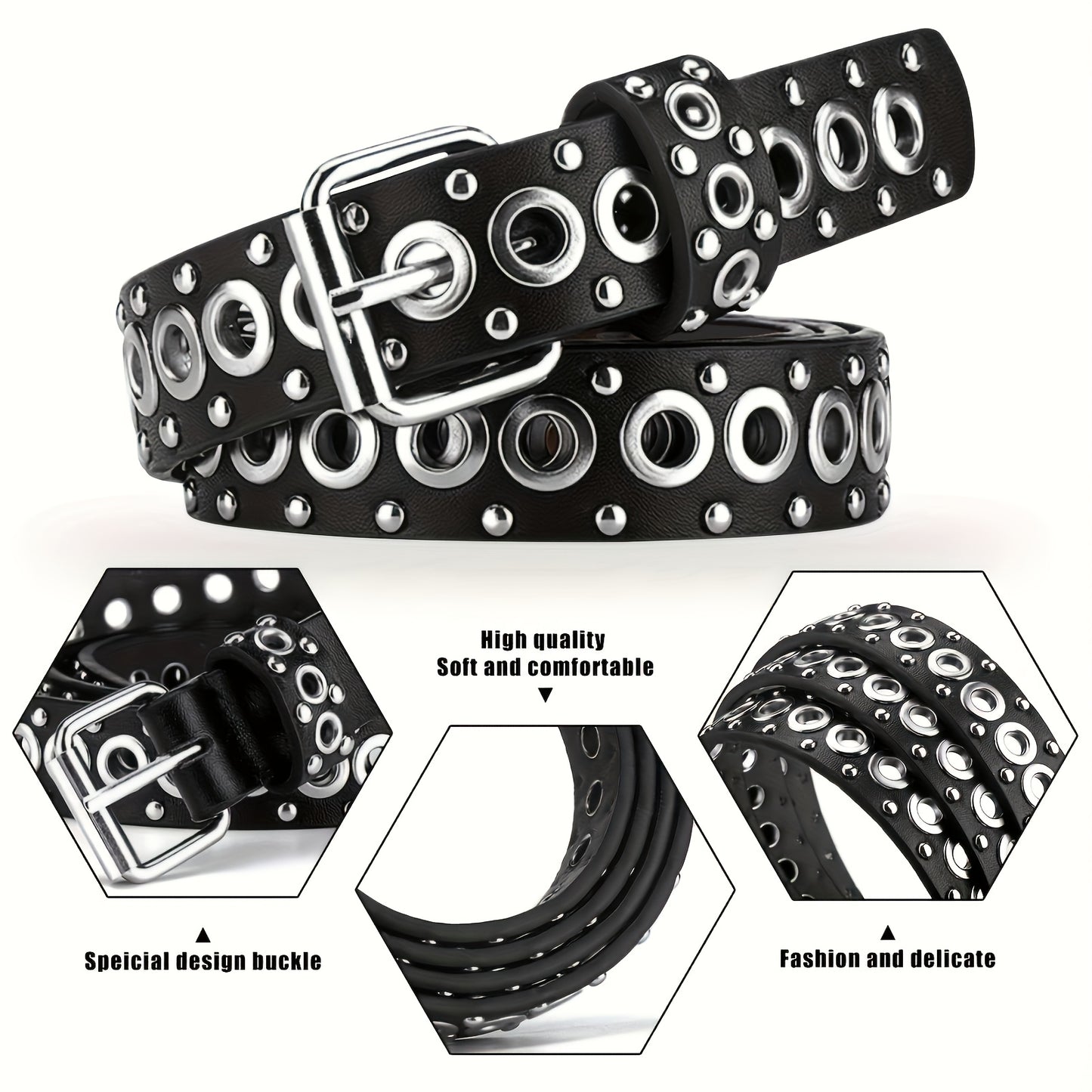 Punk Style Rivet Belt for Men And Women, Ideal Choice for Gifts