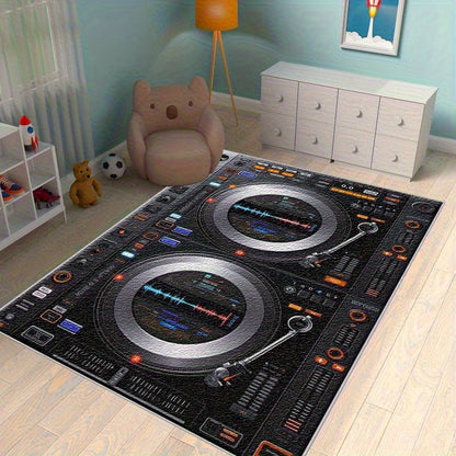 1pc Electronic Style Area Rug | Lightweight, Washable, Easy-to-Clean Polyester Carpet, Ideal for Bedroom, Living Room, Office, Balcony, and More