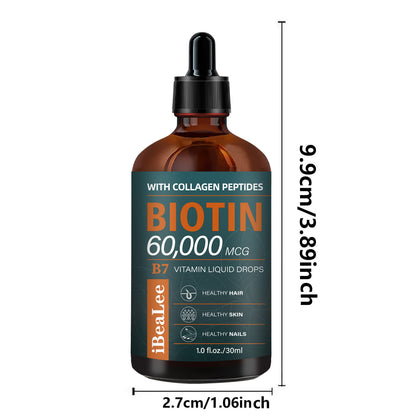 4pcs Natural Formula Biotin & Collagen Oil for Hair And Scalp - Extra Strength with 60, 000Mcg Drops, Vitamins for Biotin And Collagen, Moisturizing, Strengthening, And Revitalizing, Enhances The Appearance of Thin Hair, Suit