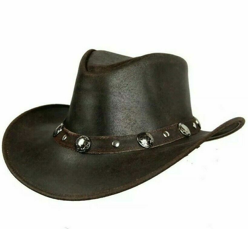 Men and Women Brown Genuine Leather Cowboy Western Hat – Classic Western Hat for Outdoor Adventures, Rodeo, Ranch, Country, Hiking, Travel, Festivals, Camping, Road Trips, Horse Riding, Costume & Halloween Parties – Styli