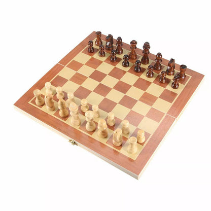 Compact Foldable Wooden Chess Set with Premium Quality and Anti-Scratch Design, Ideal for Travel, Indoor/ Outdoor Play, Gifts