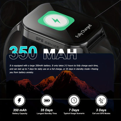 New Popular Large Screen GPS Smart Watch, Five-Star Positioning & Sports Tracking, 2.01-Inch Display, 1AMT High Quality, Compass, Wireless Calls, Message Alerts, Health Monitoring, 100+ Sport Modes, Multiple Built-in Dials, 3