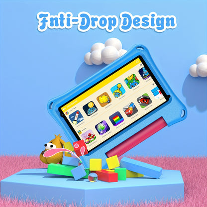 Portable 7-Inch Android 13 Kids Tablet with 32GB Storage And 4GB RAM (Expandable by 2GB), Featuring Wifi, Educational Content, Parental Controls, a Silicone Sleeve, a Quad-Core Processor, And an HD IPS Display, New for 2025,