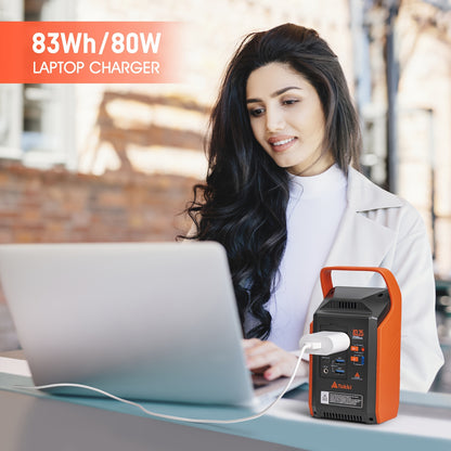 80W/200W Portable Solar Generator with 21W/40 Solar Panels, 83Wh/99Wh/148Wh Battery Power Station for Outdoor Lights, Camping Tents, Home Use, CPAP, Fans, Laptops, and Emergency Situations – Includes AC & DC USB Ports