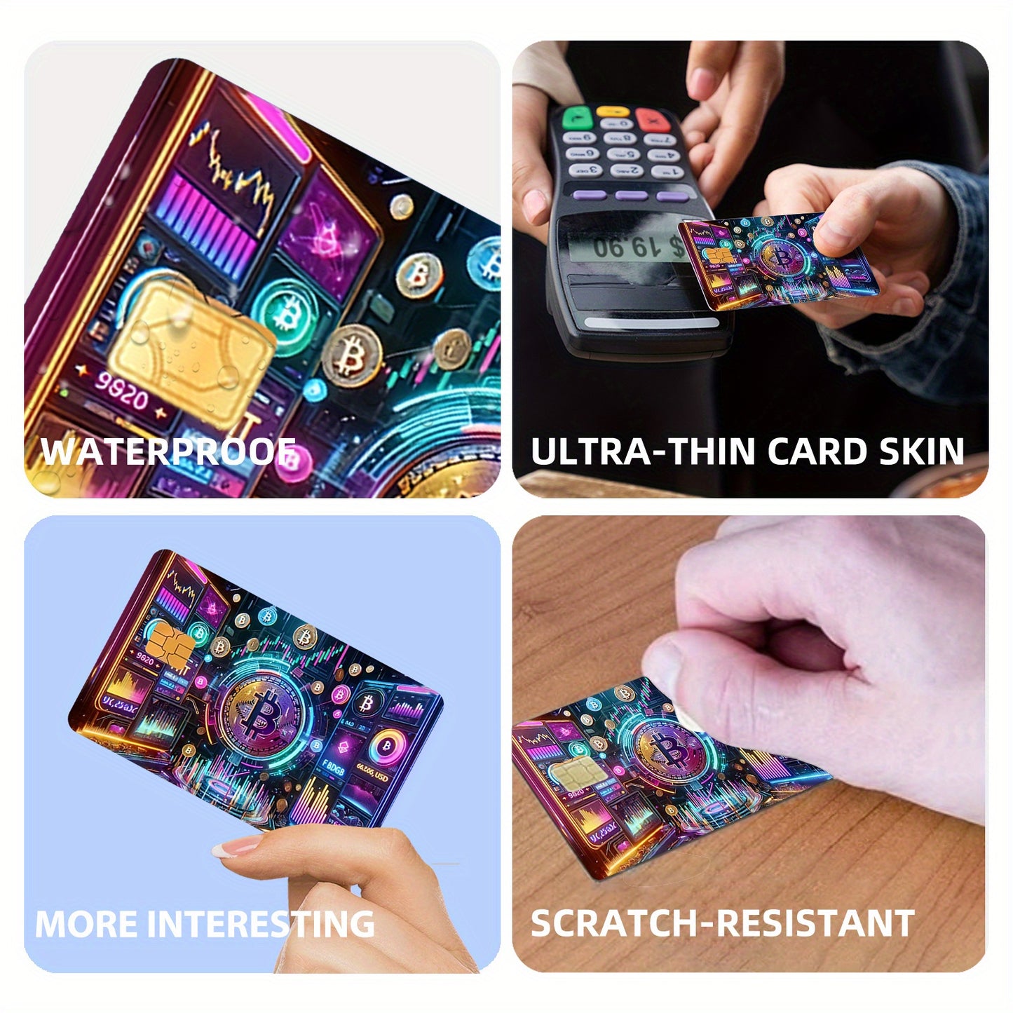 Two Shiny Credit Card Skins Made of Ultra-Thin Vinyl, Designed for Credit Cards, Debit Cards, Transit Cards, And Key Cards, Providing Protection And for Bank, Scratch Resistance, And Slip Resistance