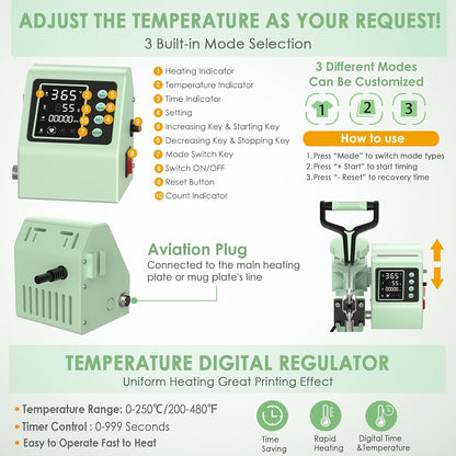 5/8 in 1 Heat Press Machine | 12x15/15x15 Inch Sublimation Heat Press, 360° Swing Away Digital T-Shirt Pressing, Includes 30OZ & 20OZ Tumbler Press, Multifunction Combo for Hat, Cap, Plate - SUTECK, Metal, 110V