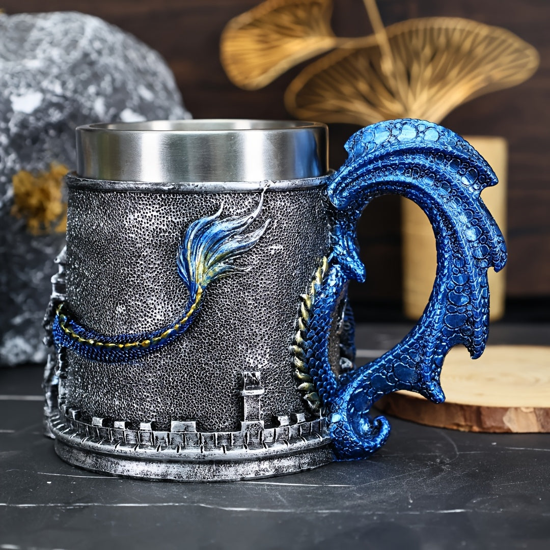 1pc Dragon-Shaped Stainless Steel Coffee Mug, 15.2oz Insulated Reusable Cup with Polka Dots, Hand Wash Only, Multipurpose for Adults, Ideal for Christmas, Halloween, Easter, Hanukkah, Thanksgiving Gifts