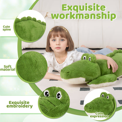 60inch Giant Crocodile Stuffed Animal | Soft Toy Alligator Large Cute Huge Jumbo Big Size Kawaii Fluffy Fat Plushie, Green Knit Fabric, Ideal Gifts for Kids Boys Girls Birthday, Halloween, Christmas, Valentine'S Day.