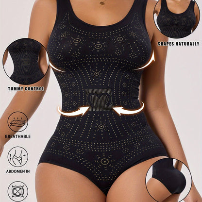 1pc CELILIN Women's Full-Coverage Tummy Control Bodysuit - Seamless Compression Shaping Suit with Bust & Abdominal Shaping, Postpartum Wear, Solid Color Full-Body Shaper (Hand Wash/Dry)