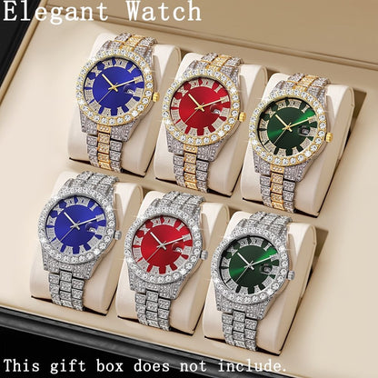 6pcs/ set Men Watch, Luxury Men Watches, Alloy Watch Strap Watch for Men, Quartz Watch, Calendar Adjustable, Work and Daily Decorationfor Casual Attire, Hristmas Present Halloween GiftIdeal Choice for Gifts Wrist Watch, Reloj