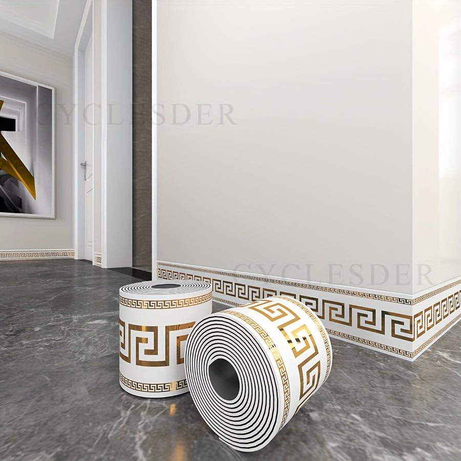 1 Roll, 197 inches x 3.94 inches, Large Roll Thickened Version, European Style Marble Tile Panel Wallpaper, Self-Adhesive PVC Faux Brick, Peel and Stick, DIY Removable No Residue, Waterproof, Wear-Resistant, Long Lifespan, Be