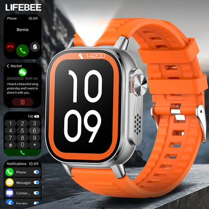 LIFEBEE New Smart Watch Full Screen Smartwatch Wireless Calling with Automatic Motion Recognition 100+ Sports Modes, Sports Watch 630mAh USB Rechargeable Battery, Step Counter, Compass Ideal for Outdoor Enthusiasts, Men & Wom