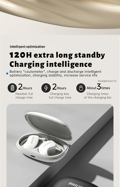 PHILIPS True Wireless Earbuds - Stereo Surround Sound, ENC Noise Cancellation, Touch Controls & Built-in Mic | 24H Polymer Battery, USB-C Fast Charging Case | Lightweight Comfort For Commuting, Workouts & Daily Use TAT2708