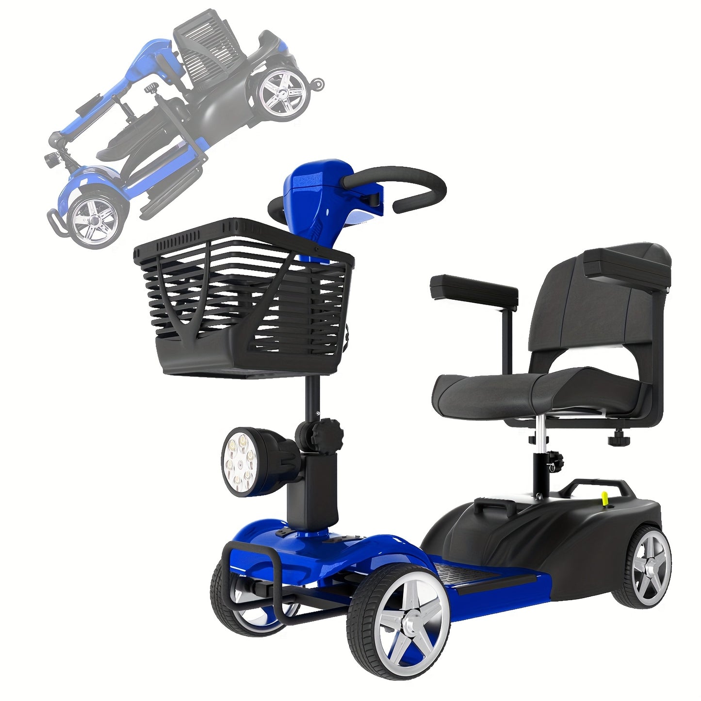 15-Mile Range Electric Mobility Scooter for Adults & Seniors - 250W Motor, 240WH Battery, Foldable 4-Wheel Design, 265LB Capacity, Compact Portable w/Cup Holder - Indoor/Outdoor Use, Electric Scooter for Adults, Indoor Mobili