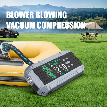 9000A Peak Jump Starter Battery Pack with Air Compressor, Portable Emergency Car Booster for Up to 12.0L Gas/8.0L Diesel Engines, 12V Car Battery Jumper with Display, Smart Jump Cables, PD65W Fast Input & Output, LED Emergenc