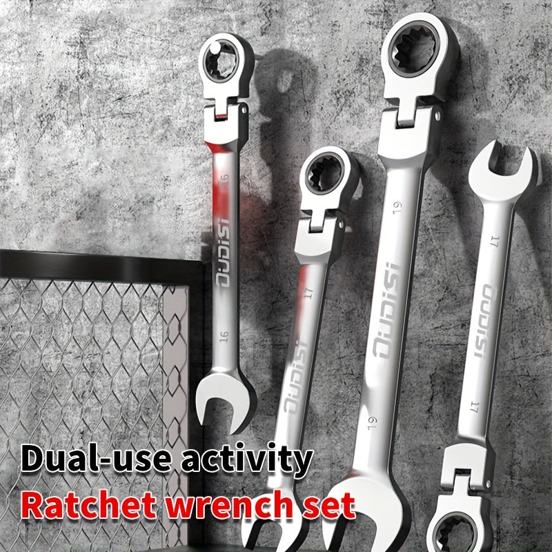 6-14pcs Professional Adjustable Ratchet Wrench Set With Storage Bag -6-24mm Durable CR-V Telescopic Head Socket Wrench Set, Suitable For Automobile, Home And Bicycle Maintenance-compact Heavy Machinery Tools.