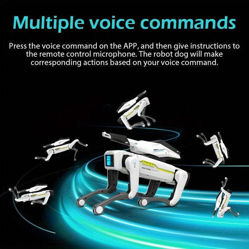 Smart Robot Dog, Remote Control Toy Robot Dog with Water Cannon Launch Pad, Programmable, Voice, Dance, Music, Can Be Controlled by Remote and Mobile Phone APP, Ideal Birthday Gift for Children