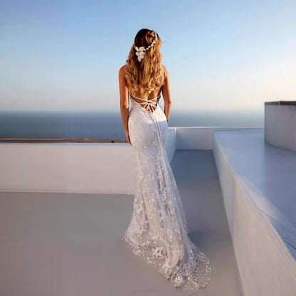 Elegant Formal Gown | Sleeveless Spaghetti Strap White Maxi Dress with V Neck - Perfect for Wedding Guest, Gala Dinner & Engagement Party