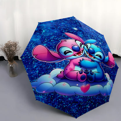 Stitch Star 4 Folding automatic automatic umbrella 8-rib iron frame plastic handle folding automatic umbrella portable travel design holiday gift decoration for friends and family