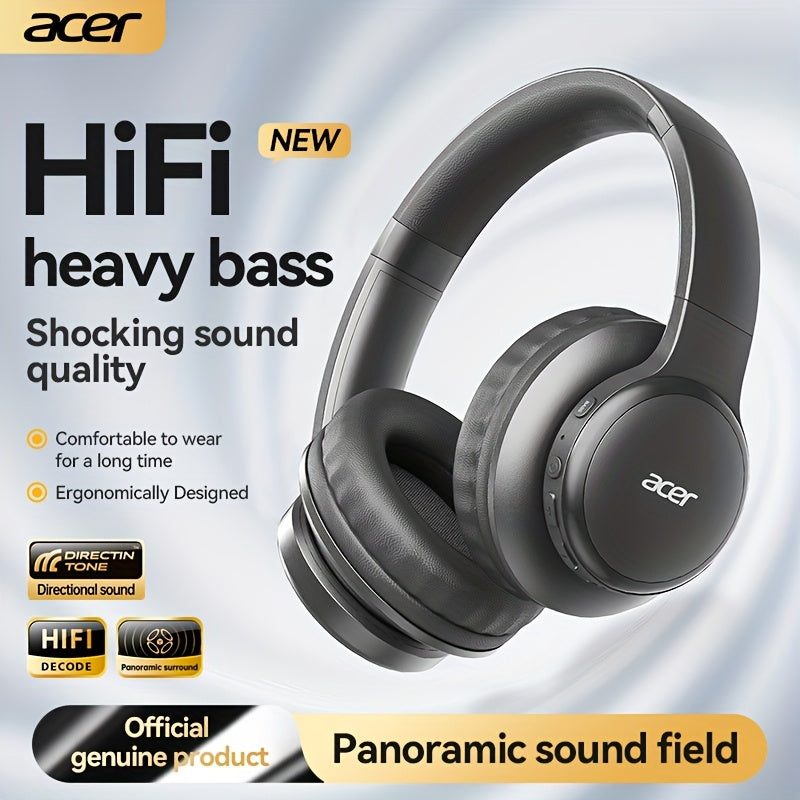 [Hi-Fi Acer Headphones] Acer OHR559 Over-Ear Headphones | Hi-Fi Heavy Bass, 60h Ultra-Long Battery Life, Wireless & Wired Dual Mode, Low-Latency Gaming, Extra-Large Diaphragm, Comfortable Fit