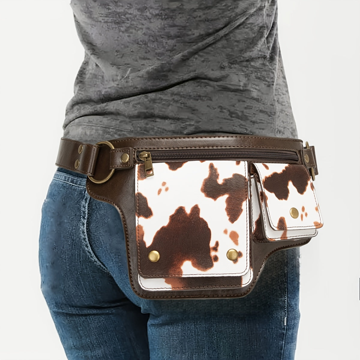 MAJUE Synthetic Leather Purse - Women's Adjustable Crossbody Waist Bag & Chest Pack - Hands-Free Two-in-1 Organizer with Zipper Closure, Adjustable Strap - for Everyday, Travel, Parties - Available in Black, Gray, Coffee Brow