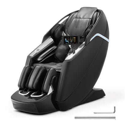 VEVOR Dual-Core 4D+3D Full Body Massage Chair, with Extended SL Track, Deep Yoga Stretch, Electric Extendable Footrest, TFT, AI Voice Control, Heat, Airbags, Armrest Controls, Wheels