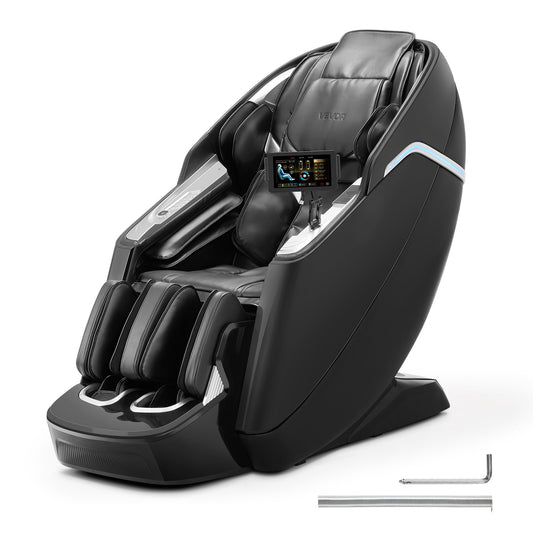 VEVOR Dual-Core 4D+3D Full Body Massage Chair, with Extended SL Track, Deep Yoga Stretch, Electric Extendable Footrest, TFT, AI Voice Control, Heat, Airbags, Armrest Controls, Wheels