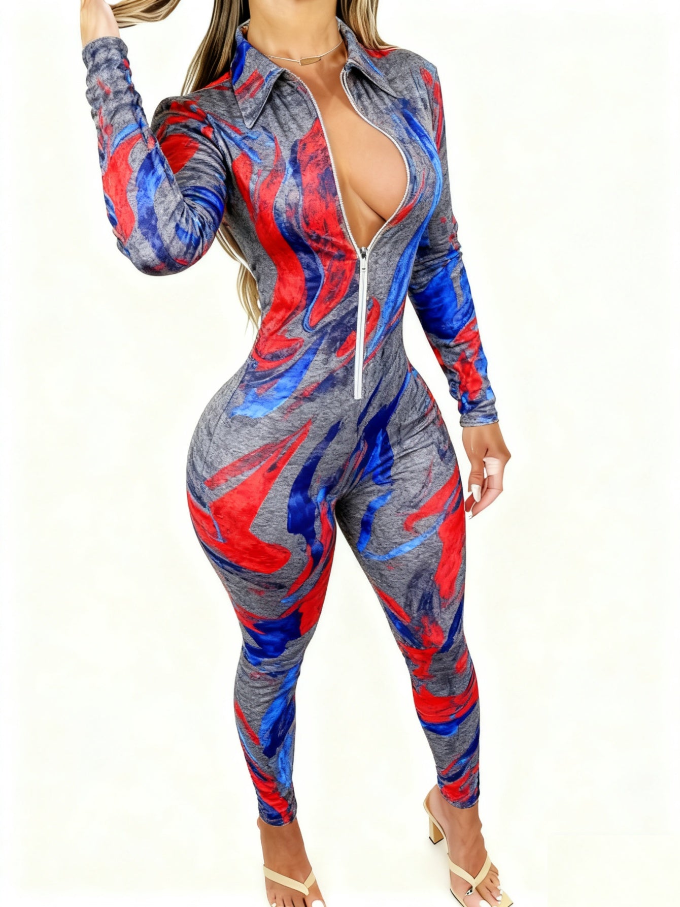 Women'S 4-Season Long Sleeve Jumpsuit | Lightweight Style with Cute Animal Print, Zipper Design, Perfect for Daily Outings & Casual Wear