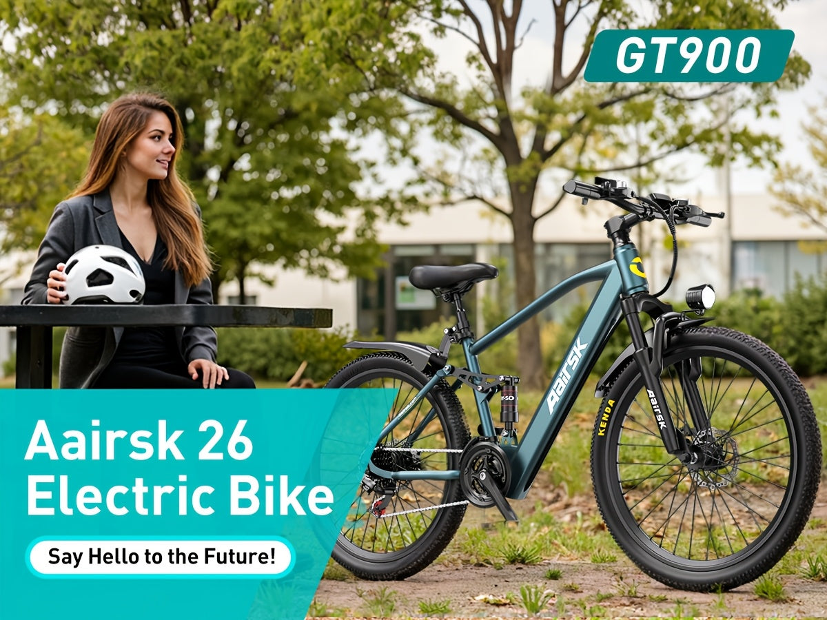 Aairsk Electric Bike 26inch, 25Mph Speed & Peak 748W Motor, 40 Miles Range &13Ah/10Ah Removable Battery, 21-Speed & Dual Suspension, Adult Teen Ebike Electric Mountain Bike, Electric Bike for Women, Electric Bikes for Men, Da