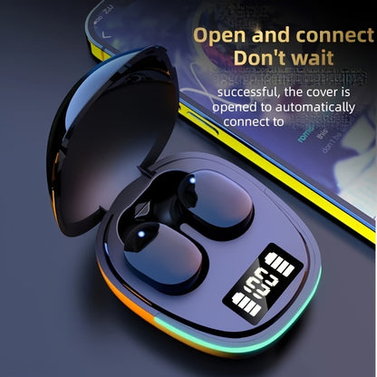25 Years of Newly Upgraded Wireless Earbuds, Noise-Canceling Sports Headphones, 5.0 Gaming Headphones, Stereo Headphones with a Microphone, Featuring an LED Display, High Sound Quality, Aesthetically Pleasing Sports Headphone