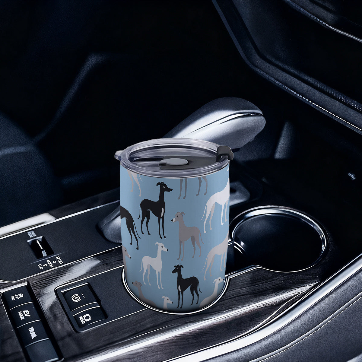 1pc Greyhound Dog Design 20oz/600ml Stainless Steel Tumbler with Straw & Lid - Double-Wall Insulated Cup, Leakproof & -Slip, 304 Stainless Steel Travel Mug for Coffee, Gym, Office, Car - Greyhound Pattern Insulated Bottle Gif