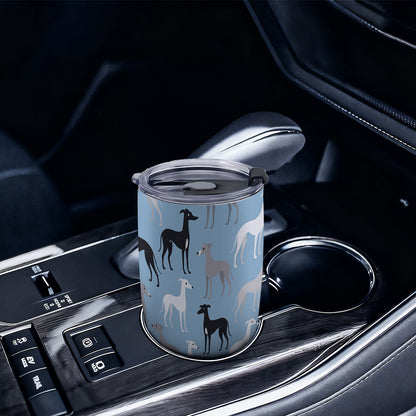 1pc Greyhound Dog Design 20oz/600ml Stainless Steel Tumbler with Straw & Lid - Double-Wall Insulated Cup, Leakproof & -Slip, 304 Stainless Steel Travel Mug for Coffee, Gym, Office, Car - Greyhound Pattern Insulated Bottle Gif
