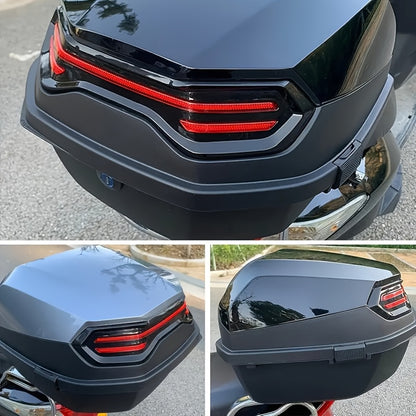 1pc Motorcycle Top Box - Heavy-Duty ABS Motorcycle Luggage Bag with Locking Mechanism, 45L/11.89 Gallon Capacity, Shock-Absorbing Base & Interior Lining, Detachable Straps For Secure Storage Of Helmets, Gloves, Motorcycle Sto