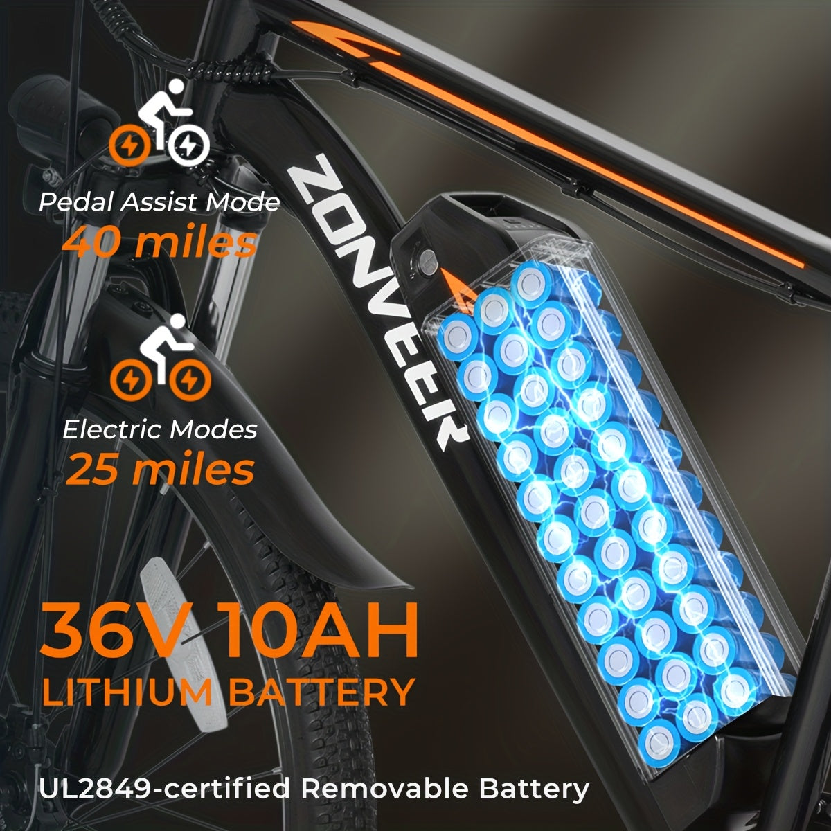 M26 Electric Bike for Adults - 1000W Peak Motor, 40-Mile Range & 20MPH High-Speed, 26" All-Terrain Tire Ebike with Front Suspension, 7-Speed Shimano System, 360Wh Removable Battery, Hydraulic Disc Brakes, Carbon Rims - Heavy-