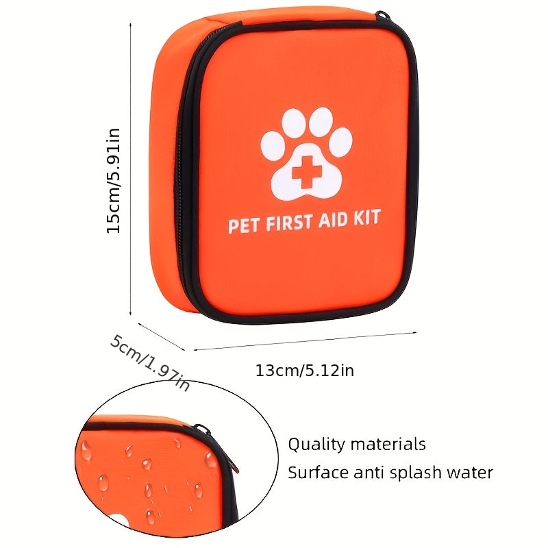 Portable Pet First Aid Kit with Emergency Care Storage Bag - All-in-One Dog & Cat Emergency Medical Supply Set, Pre-Stocked with Gauze Pads, Bandages, Scissors, Tweezers, Thermometer & Muzzle - Compact & Organized for Home, T