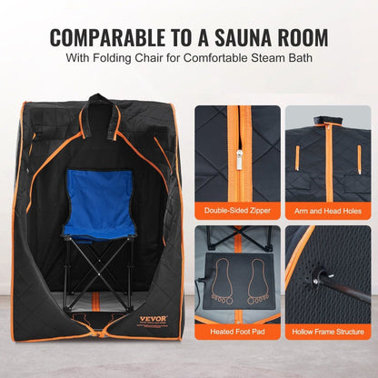 Durably Made VEVOR Sauna Blanket for Detoxification 1050W Portable Far Infrared Sauna Tent for Home 104-167 Fahrenheit 1-60 Minutes Timer Personal Sauna Box for Home Spa Indoor Black 27.56 x 31.5 x 38.58 in Low Stock Alert