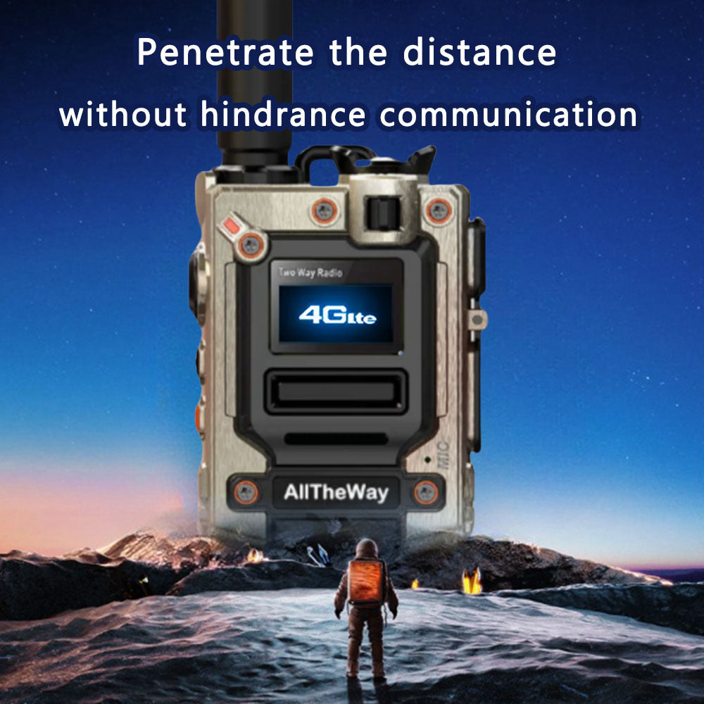 2-pieces AllTheWay metal color long-distance global walkie talkie, two-way communication, ultra long battery life, equipped with 1 SIM card per unit, 2G/3G/4G/5G, 5000KM extended distance, suitable for work site and long-dist