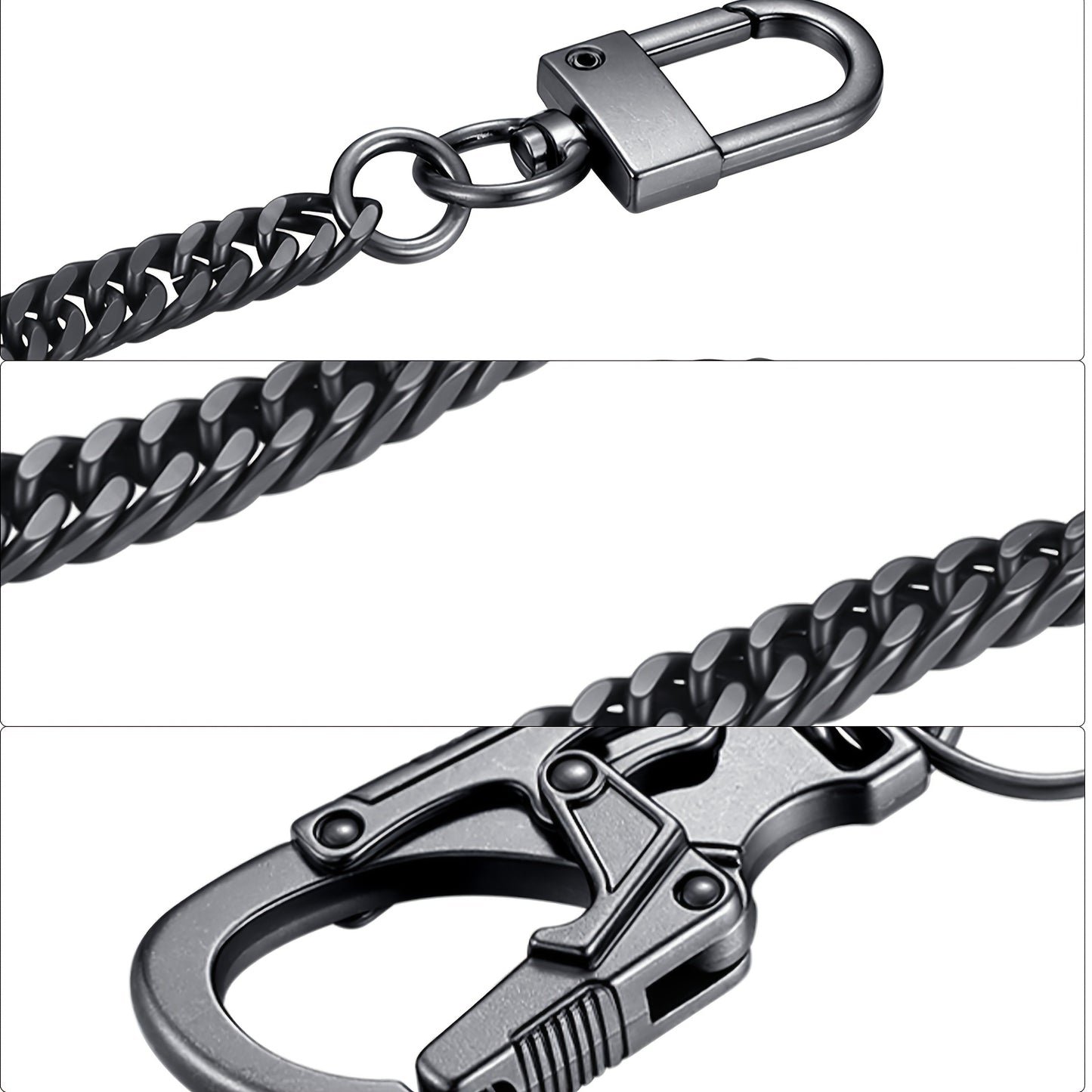 Ahiller Business Style Wallet Chain, Hip Hop Style Keychain - Dual Lock Security Design, Outdoor Camping, Traveling Accessory for Motorcycle/Daily Use with Scratch Resistant Coating, Men's EDC Carrying Gear Chain, Perfect Gif