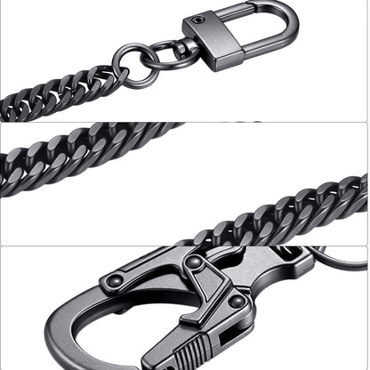Ahiller Business Style Wallet Chain, Hip Hop Style Keychain - Dual Lock Security Design, Outdoor Camping, Traveling Accessory for Motorcycle/Daily Use with Scratch Resistant Coating, Men's EDC Carrying Gear Chain, Perfect Gif