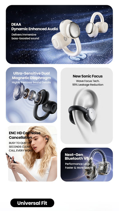 Philips True Wireless Bluetooth Headphones, Open Wireless Earbuds, Ear Clip Wireless Earbuds, for iPhone and Android, Comfortable to Wear, Bluetooth 5.4, 46 Hours of Playtime, Stereo Bass, LED Battery Display, ENC Dual Noise