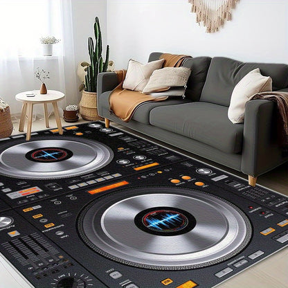 1pc DJ-Themed Mat with DJ Controller Design - Lightweight Machine-Washable Floor Mat, Non-Slip Rubber Backing & Easy-Care Fabric for Home Studio, Living Room, Bedroom, Office - Ideal Gift for Music Lovers & DJs (Modern DJ Set