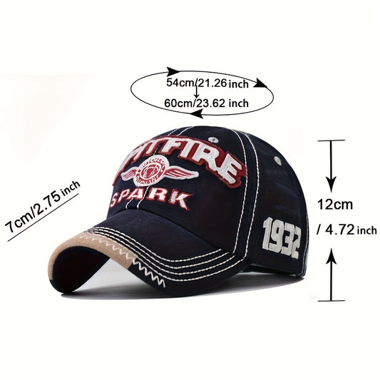 SPARK Vintage-Inspired Baseball Cap with Bold Lettering & Airplane Design - Lightweight, Adjustable Snapback for Men & Women - Perfect for Outdoor Activities, Casual Wear, and Couples, Casual Headwear | Vintage Baseball Cap |