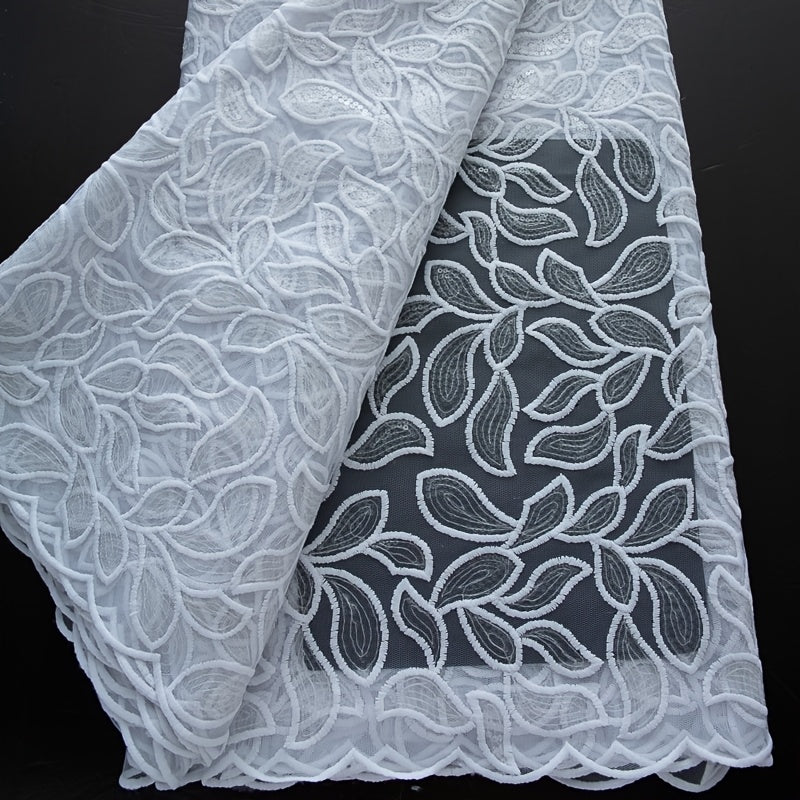 1pc 5yards White African Lace Fabric 2026 New Design French Mesh Embroidered Lace Fabric for Wedding Dresses 4484
